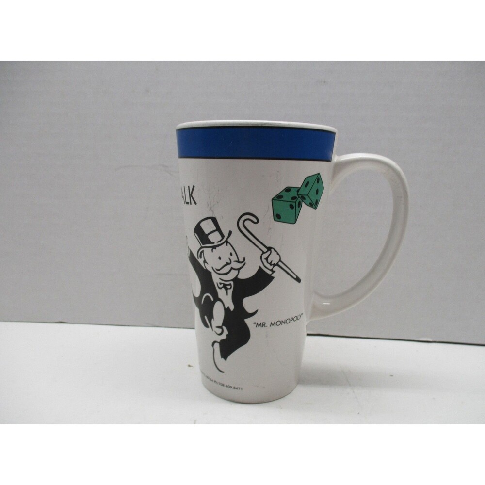 Mr Monopoly Boardwalk 1999 Hasbro Tall Coffee Cup Mug 16 Ounces Oz
